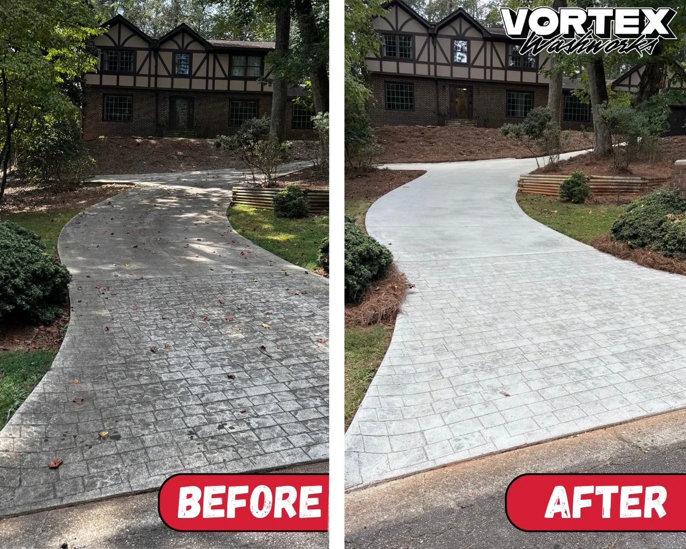 Driveway pressure washing before and after in Decatur, GA